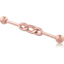 ROSE GOLD PVD COATED SURGICAL STEEL GRADE 316L INDUSTRIAL BARBELL WITH SLIDING CHARM