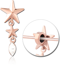 ROSE GOLD PVD COATED SURGICAL STEEL GRADE 316L SLIDING JEWELED CHARM FOR INDUSTRIAL BARBELL