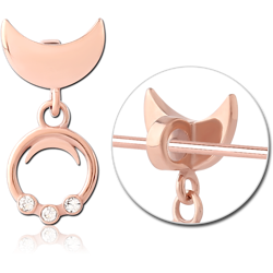 ROSE GOLD PVD COATED SURGICAL STEEL GRADE 316L SLIDING JEWELED CHARM FOR INDUSTRIAL BARBELL
