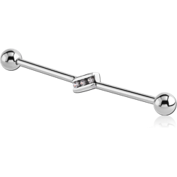 STERILE SURGICAL STEEL GRADE 316L JEWELED INDUSTRIAL BARBELL