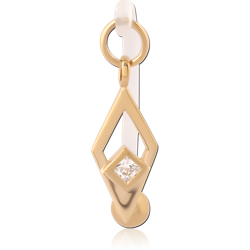 GOLD PVD 18K COATED SURGICAL STEEL GRADE 316L ATTACHMENT WITH BIOFLEX BANANA WITH DIAMOND FRAME GEM