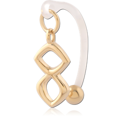 GOLD PVD 18K COATED SURGICAL STEEL GRADE 316L ATTACHMENT WITH BIOFLEX BANANA WITH DOUBLE MARQUISE CHARM