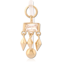 GOLD PVD 18K COATED SURGICAL STEEL GRADE 316L ATTACHMENT WITH BIOFLEX BANANA WITH BAGUETTE GEM SPIKES