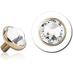 14 KARAT YELLOW GOLD PREMIUM CRYSTAL JEWELED DISC FOR 1.2MM INTERNALLY THREADED PINS