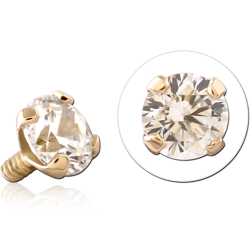 14 KARAT GOLD YELLOW 4 PRONG SET 3.0MM DIAMOND JEWELED BALL FOR 1.2MM INTERNALLY THREADED PINS