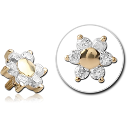 14 KARAT GOLD YELLOW JEWELED ATTACHMENT FOR 1.2MM INTERNALLY THREADED PINS
