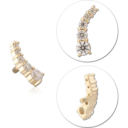 14 KARAT GOLD YELLOW JEWELED ATTACHMENT FOR 1.2MM INTERNALLY THREADED PINS - RIGHT