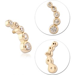 14 KARAT GOLD YELLOW JEWELED ATTACHMENT FOR 1.2MM INTERNALLY THREADED PINS