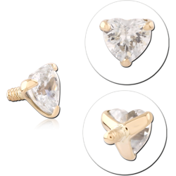 14 KARAT GOLD YELLOW PRONG SET JEWELED FOR 1.2MM INTERNALLY THREADED PINS - HEART