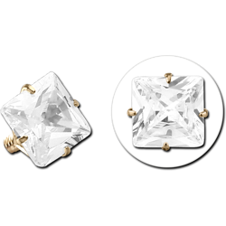14 KARAT GOLD YELLOW PRONG SET JEWELED FOR 1.2MM INTERNALLY THREADED PINS - SQUARE