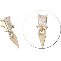 14 KARAT GOLD YELLOW JEWELED ATTACHMENT FOR 1.2MM INTERNALLY THREADED PINS