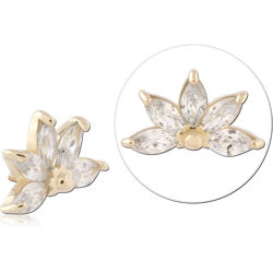 14 KARAT GOLD YELLOW JEWELED ATTACHMENT FOR 1.2MM INTERNALLY THREADED PINS