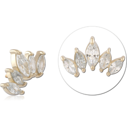 14 KARAT GOLD YELLOW JEWELED ATTACHMENT FOR 1.2MM INTERNALLY THREADED PINS