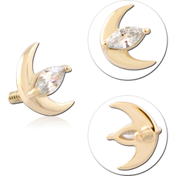 14 KARAT GOLD YELLOW JEWELED ATTACHMENT FOR 1.2MM INTERNALLY THREADED PINS