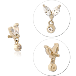 14 KARAT GOLD YELLOW JEWELED ATTACHMENT FOR 1.2MM INTERNALLY THREADED PINS