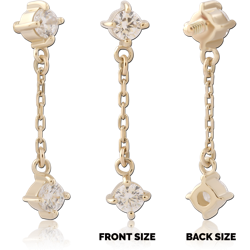 14 KARAT GOLD YELLOW JEWELED ATTACHMENT FOR 1.2MM INTERNALLY THREADED PINS