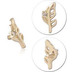 14 KARAT GOLD YELLOW JEWELED ATTACHMENT FOR 1.2MM INTERNALLY THREADED PINS