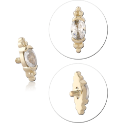 14 KARAT GOLD YELLOW JEWELED ATTACHMENT FOR 1.2MM INTERNALLY THREADED PINS