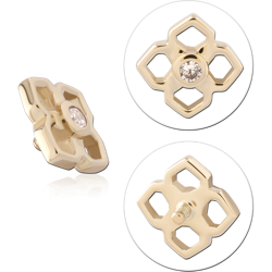 14 KARAT GOLD YELLOW JEWELED ATTACHMENT FOR 1.2MM INTERNALLY THREADED PINS