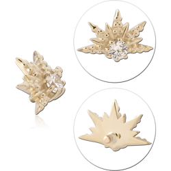14 KARAT GOLD YELLOW JEWELED ATTACHMENT FOR 1.2MM INTERNALLY THREADED PINS