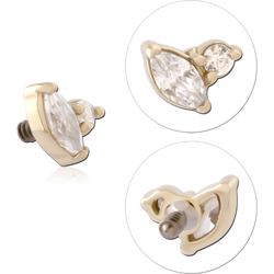 14 KARAT GOLD YELLOW INTERNAL ATTACHMENT MARQUISE AND ROUND GEM 1.2MM