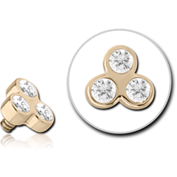 14 KARAT GOLD YELLOW JEWELED FOR 1.2MM INTERNALLY THREADED PINS