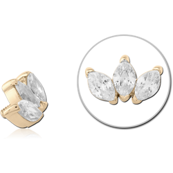 14 KARAT GOLD YELLOW JEWELED FOR 1.2MM INTERNALLY THREADED PINS