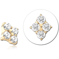 14 KARAT GOLD YELLOW JEWELED ATTACHMENT FOR 1.2MM INTERNALLY THREADED PINS