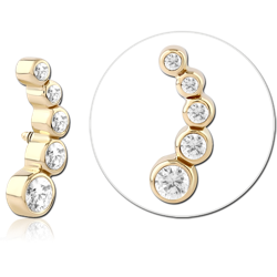 14 KARAT GOLD YELLOW JEWELED ATTACHMENT FOR 1.2MM INTERNALLY THREADED PINS - RIGHT