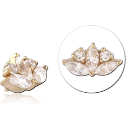 14 KARAT GOLD YELLOW JEWELED ATTACHMENT FOR 1.2MM INTERNALLY THREADED PINS