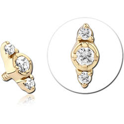 14 KARAT GOLD YELLOW JEWELED ATTACHMENT FOR 1.2MM INTERNALLY THREADED PINS