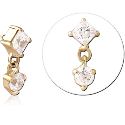14 KARAT GOLD YELLOW JEWELED ATTACHMENT FOR 1.2MM INTERNALLY THREADED PINS