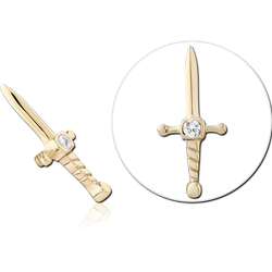 14 KARAT GOLD YELLOW JEWELED ATTACHMENT FOR 1.2MM INTERNALLY THREADED PINS