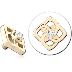 14 KARAT GOLD YELLOW JEWELED ATTACHMENT FOR 1.2MM INTERNALLY THREADED PINS