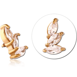 14 KARAT GOLD YELLOW JEWELED ATTACHMENT FOR 1.2MM INTERNALLY THREADED PINS - LEFT