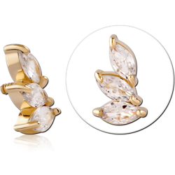 14 KARAT GOLD YELLOW JEWELED ATTACHMENT FOR 1.2MM INTERNALLY THREADED PINS - RIGHT