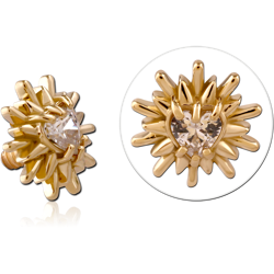 14 KARAT GOLD YELLOW JEWELED ATTACHMENT FOR 1.2MM INTERNALLY THREADED PINS