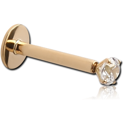 14 KARAT GOLD YELLOW INTERNALLY THREADED PRONG SET JEWELED MICRO LABRET