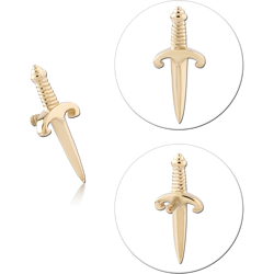14 KARAT GOLD YELLOW DAGGER ATTACHMENT FOR 1.2MM INTERNALLY THREADED PINS