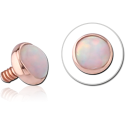 14 KARAT ROSE GOLD SYNTHETIC OPAL JEWELED DISC FOR 1.2MM INTERNALLY THREADED PINS