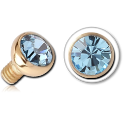 18 KARAT GOLD YELLOW BEZEL SET JEWELED BALL FOR 1.2MM INTERNALLY THREADED PINS