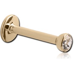 18 KARAT GOLD YELLOW INTERNALLY THREADED BEZEL SET JEWELED MICRO LABRET