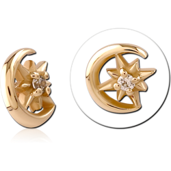 9 KARAT GOLD YELLOW JEWELED ATTACHMENT FOR 1.2MM INTERNALLY THREADED PINS