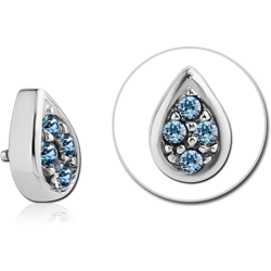 SURGICAL STEEL GRADE 316L JEWELED PEAR DROP FOR 1.2MM INTERNALLY THREADED PINS