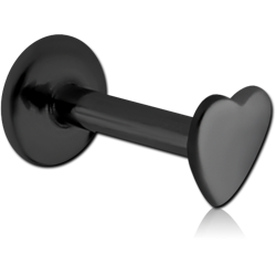 BLACK PVD COATED SURGICAL STEEL GRADE 316L INTERNALLY THREADED MICRO LABRET WITH HEART