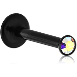 BLACK PVD COATED SURGICAL STEEL GRADE 316L INTERNALLY THREADED JEWELED MICRO LABRET