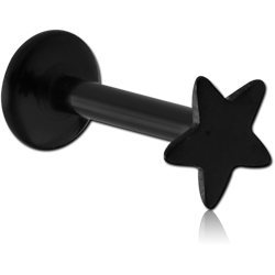 BLACK PVD COATED SURGICAL STEEL GRADE 316L INTERNALLY THREADED MICRO LABRET WITH STAR