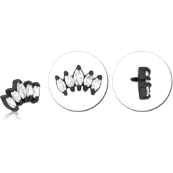 BLACK PVD COATED SURGICAL STEEL GRADE 316L JEWELED MICRO ATTACHMENT FOR 1.2MM INTERNALLY THREADED PINS