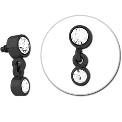 BLACK PVD COATED SURGICAL STEEL GRADE 316L JEWELED MICRO ATTACHMENT FOR 1.2MM INTERNALLY THREADED PINS