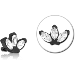 BLACK PVD COATED SURGICAL STEEL GRADE 316L JEWELED MICRO ATTACHMENT FOR 1.2MM INTERNALLY THREADED PINS